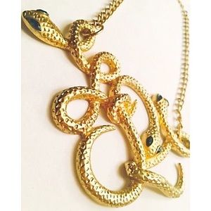 Custom Gold Snake Necklace w/ matching Earrings